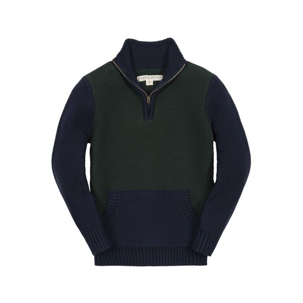 Hope & Henry Boys Organic Half Zip Kanga Sweater